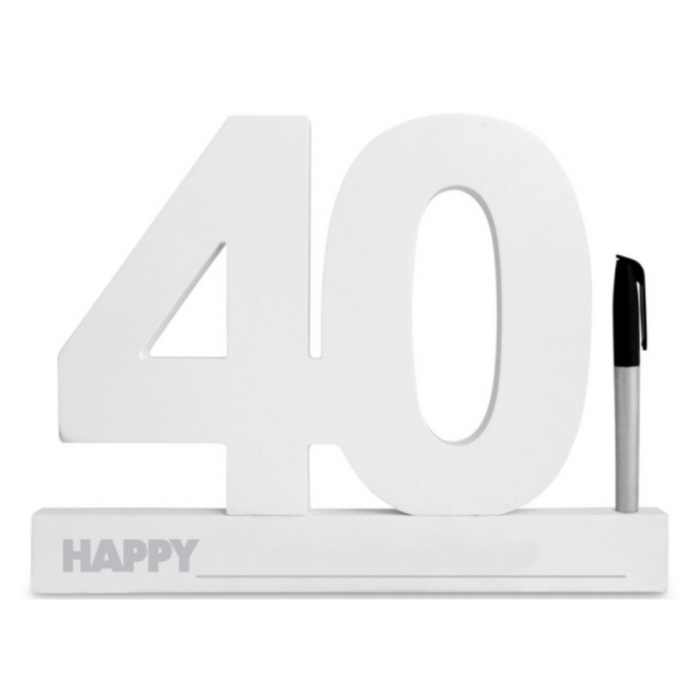 40Th Birthday Signature Block White