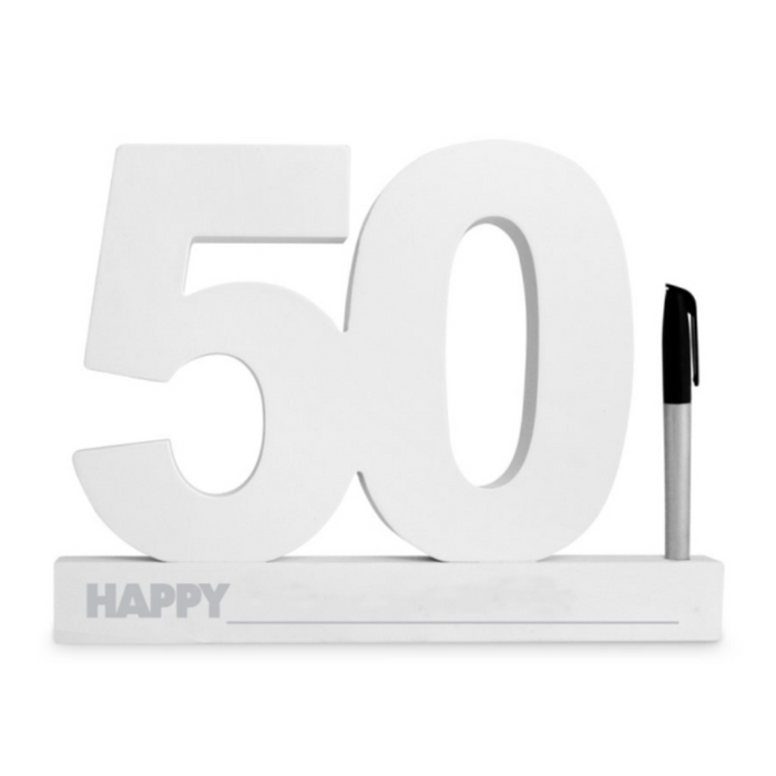50Th Birthday Signature Block White