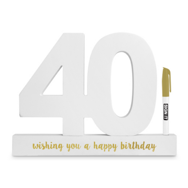 40 White Signature Block Gold Marker