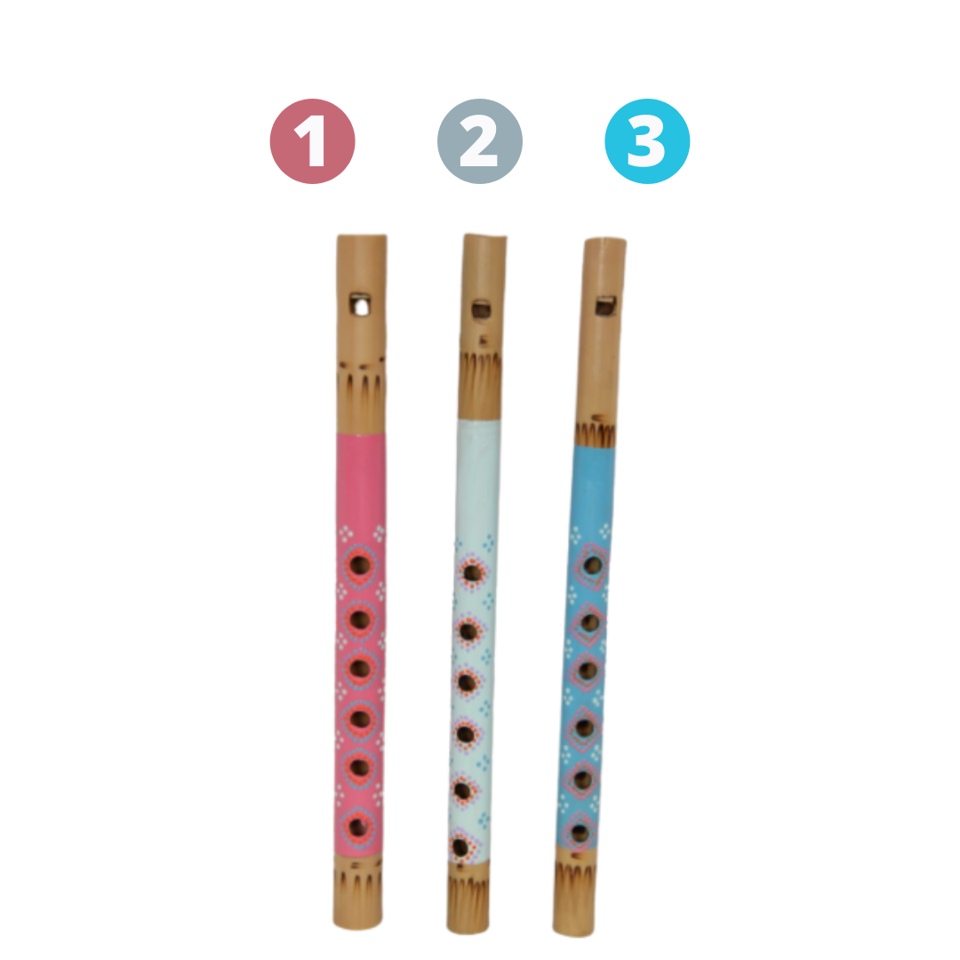 Coloured Bamboo Flute with Dots 3 Asstd