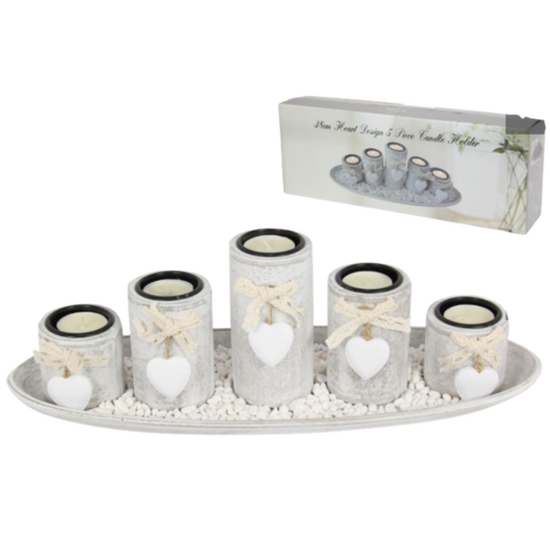 Heart Design 5 Piece Candle Holder 38cm