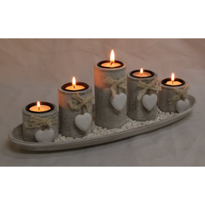 Heart Design 5 Piece Candle Holder 38cm
