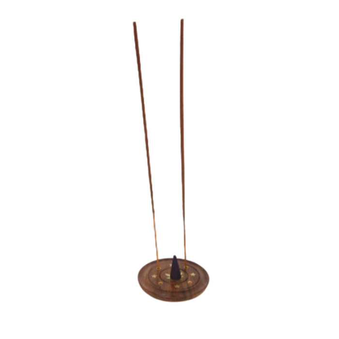 Incense Holder™ Round Sheesham Wooden Incense Holder 7.5cm