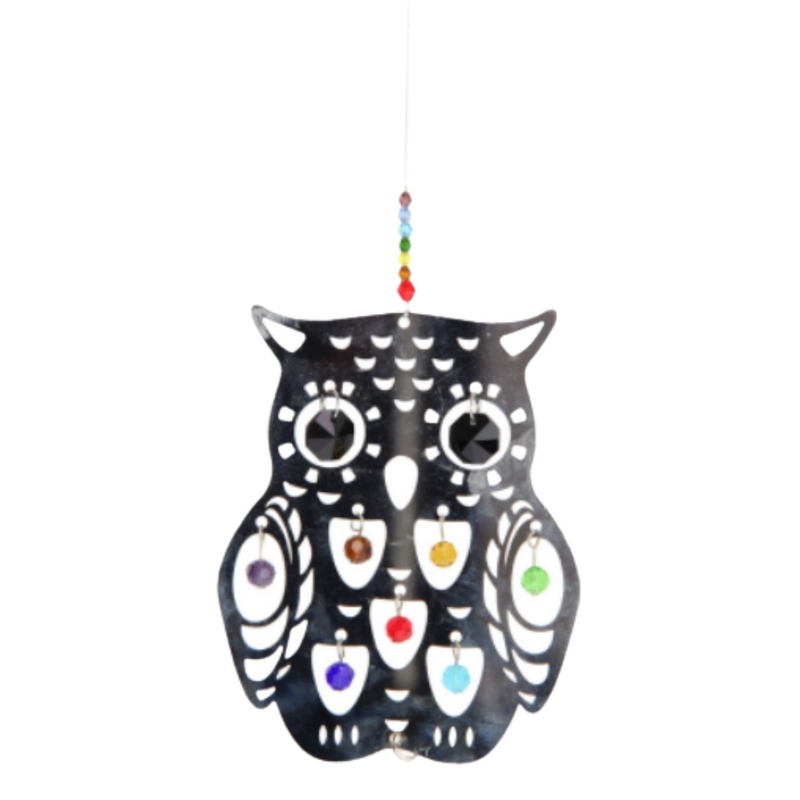 Chakra Owl Suncatcher 25Cm
