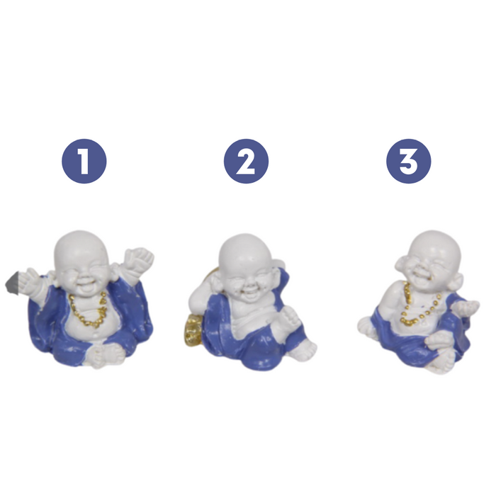 Miniature Blue/White Buddha 3 Ass
