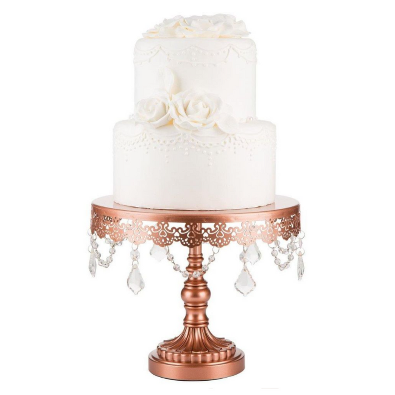 Crystal-Draped Cake Stand Rose Gold 25cm