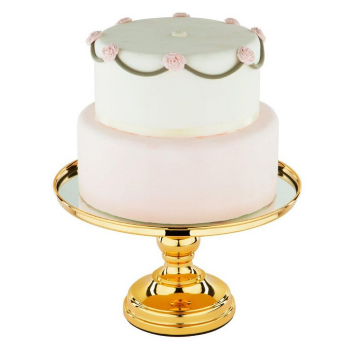 Sweets Stand™ Round Mirror-Top Cake Stand Gold Plated 25cm
