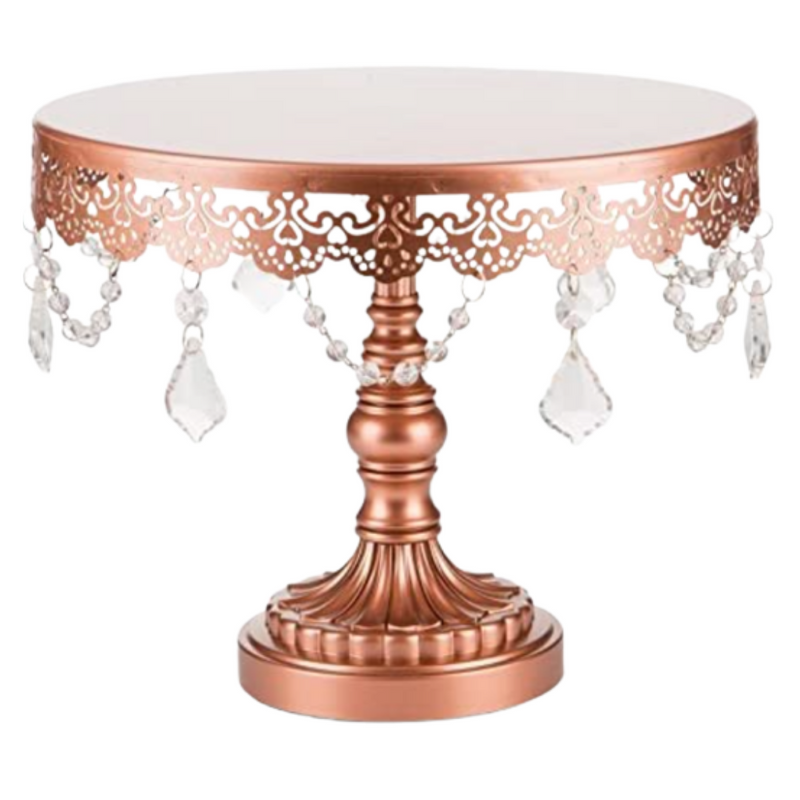 Crystal-Draped Cake Stand Rose Gold 25cm