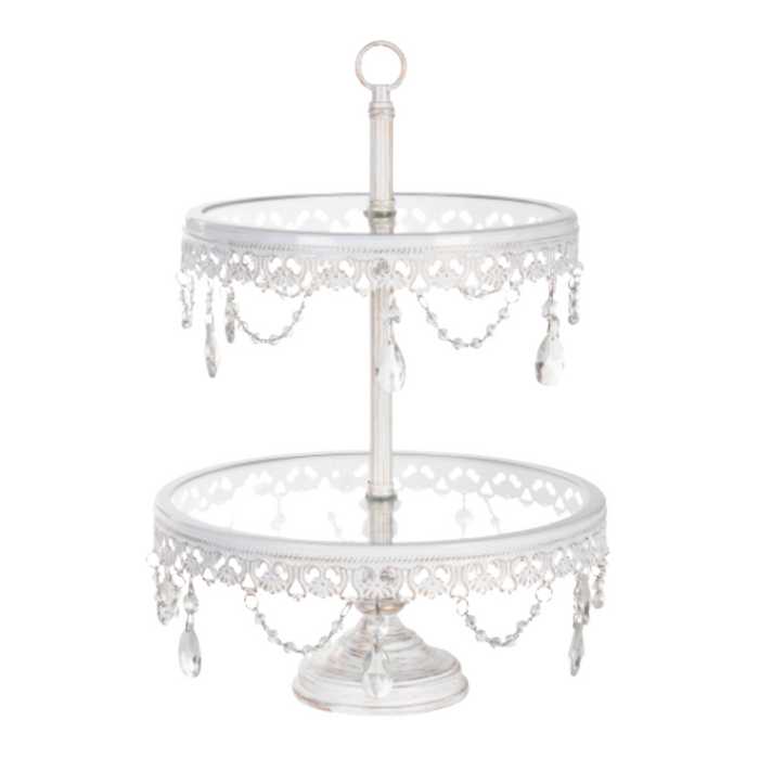 Sweets Stand™ 2-Tier Glass Top Cupcake Stand Whitewashed