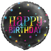 Rainbow-themed Happy Birthday foil balloon 45cm round
