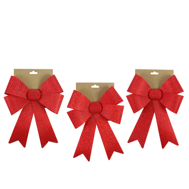 Ronis Red Bow Glitter 20x27cm Assorted