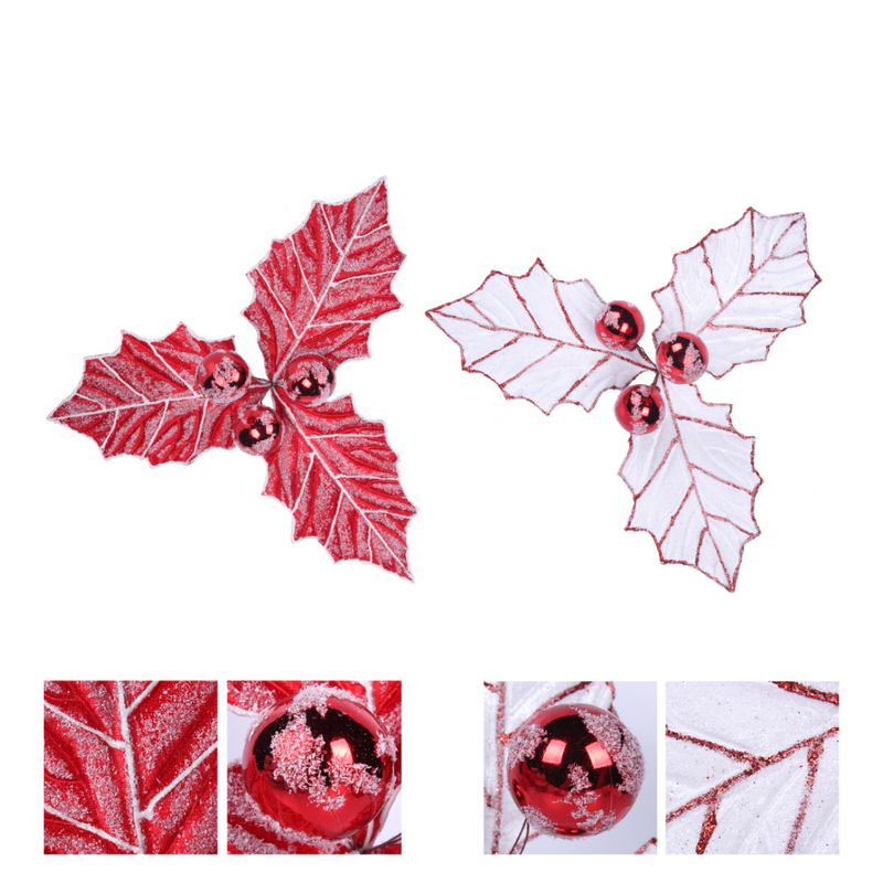 Red and White Holly Berry with Clip 30cm