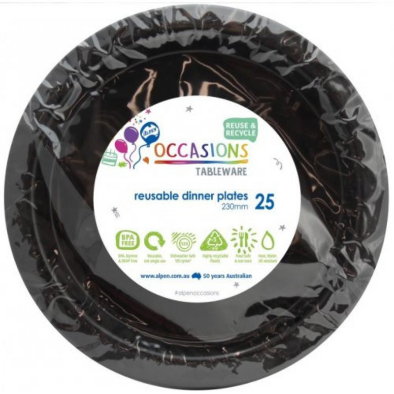 Ronis Reusable Dinner Plate 23cm Black