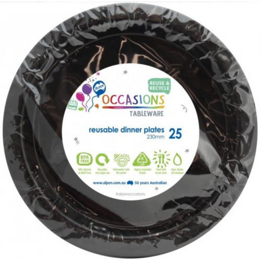 Ronis Reusable Dinner Plate 23cm Black