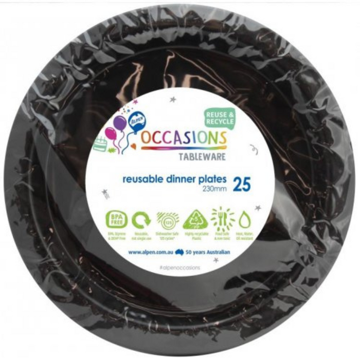 Ronis Reusable Dinner Plate 23cm Black