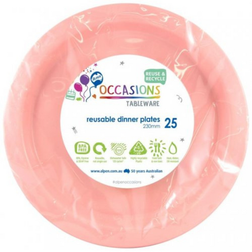 Ronis Reusable Dinner Plate 23cm Light Pink