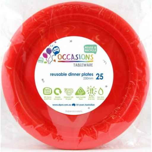 Ronis Reusable Dinner Plate 23cm Red