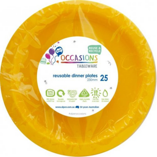 Ronis Reusable Dinner Plate 23cm Yellow