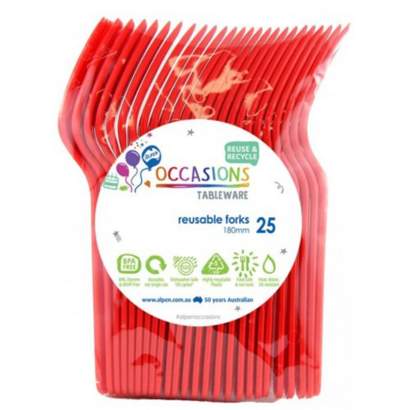 Ronis Reusable Forks Red 18cm 25pk
