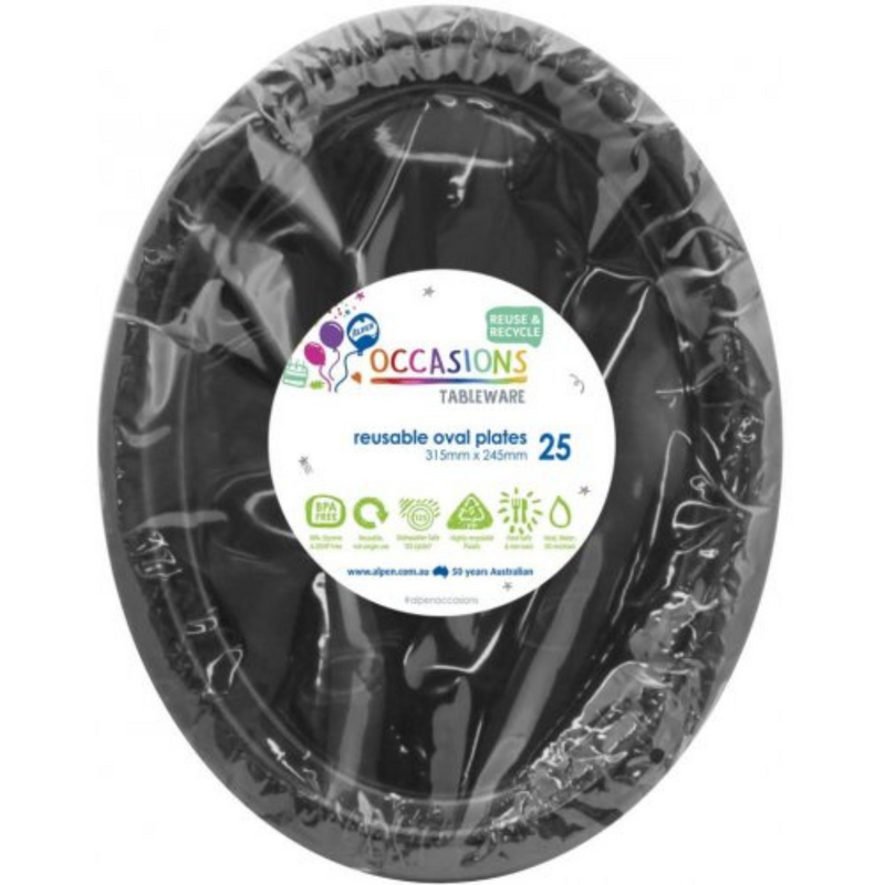 Ronis Reusable Oval Plate 31.5cm Black