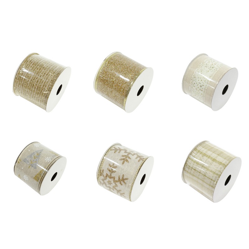Ronis Ribbon Natural Gold 63mmx2.7m 6 Asstd