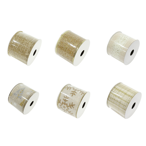 Ronis Ribbon Natural Gold 63mmx2.7m 6 Asstd