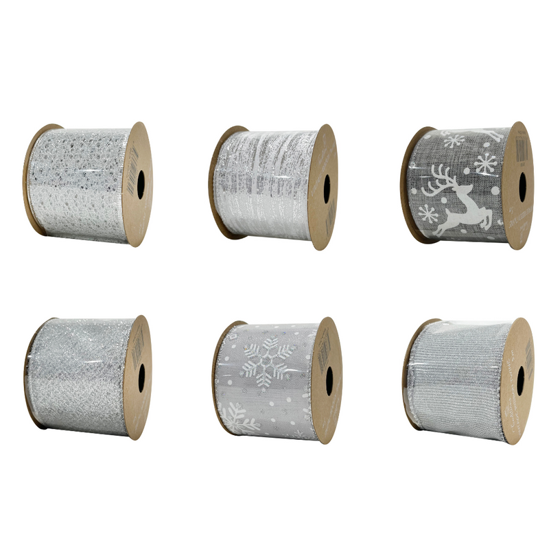 Ronis Ribbon Silver Frost 63mmx2.7m 6 Asstd
