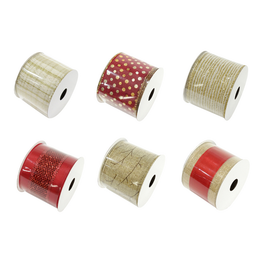 Ronis Ribbon Golden Red 63mmx2.7m Assorted