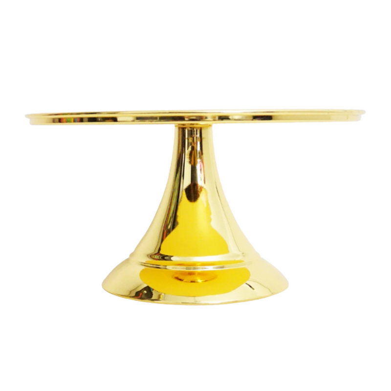 Ronis Round Modern Mirror Cake Stand Gold Plated 35cm