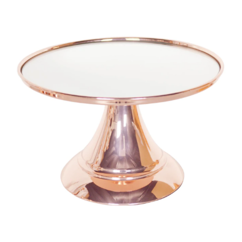 Ronis Round Modern Mirror Cake Stand Rose Gold Plated 35cm
