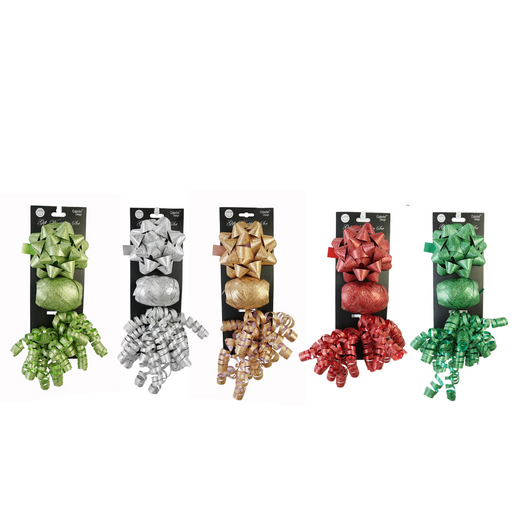 Ronis Rustic Gift Bow and Ribbon 3pc 5 Asstd