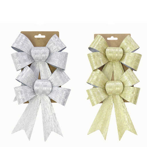 Ronis Rustic Metallic Bow Medium 2pk