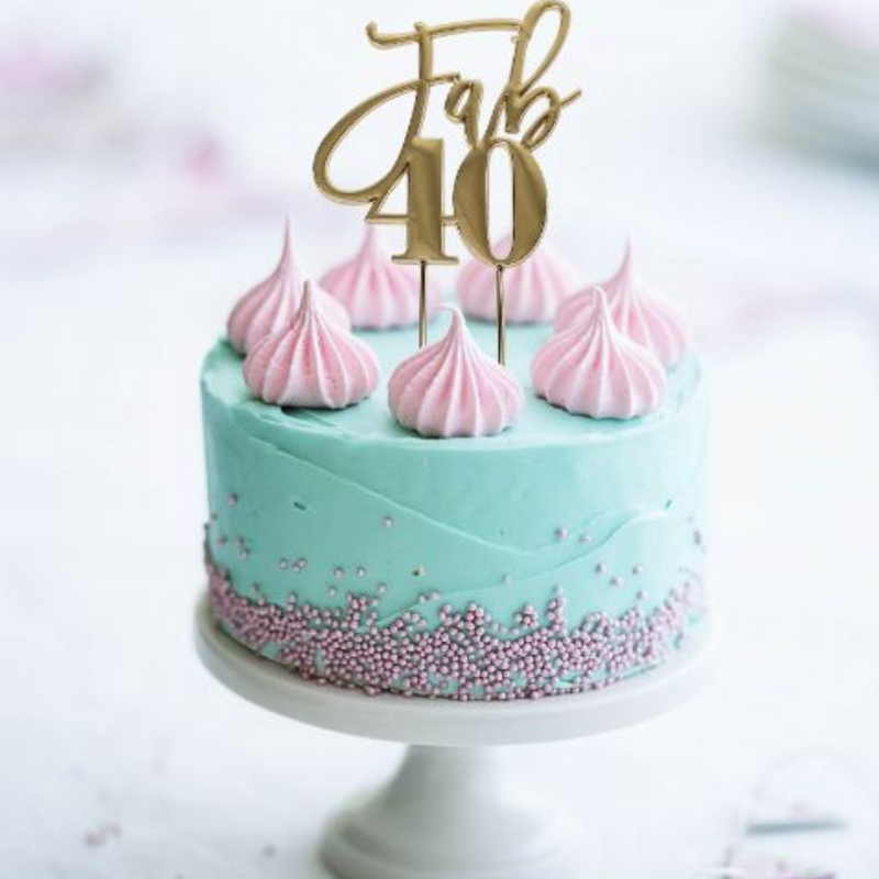 Cake Topper Sugar Crafty Fab 40 Gold Topper