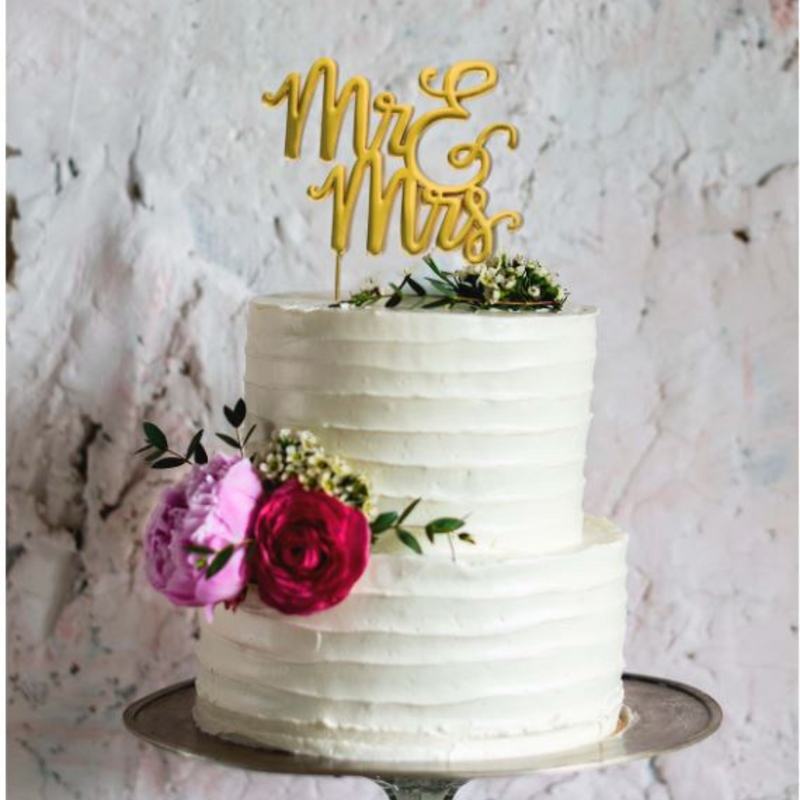 Cake Topper Mr & Mrs Cake Topper Gold Plated