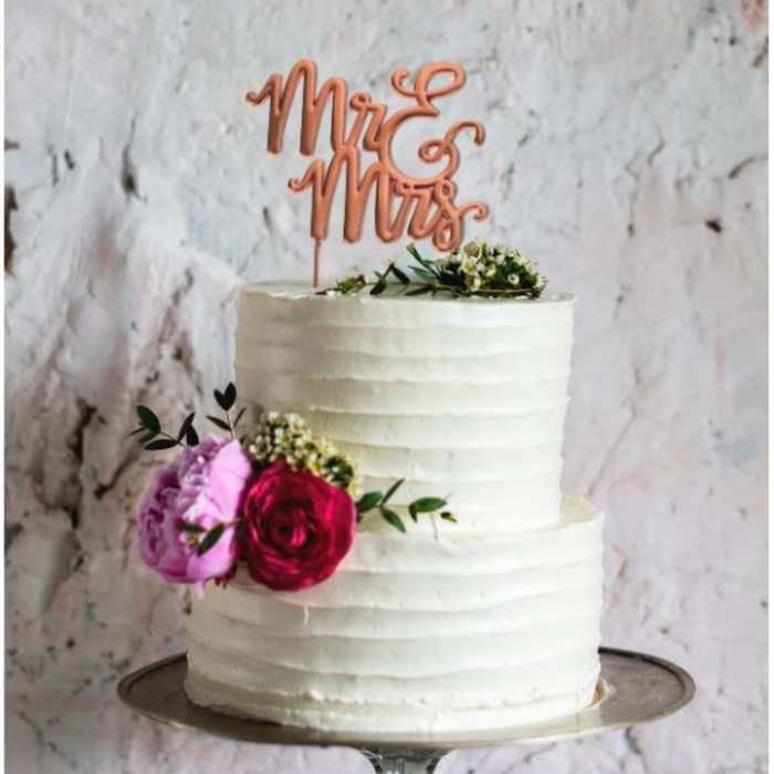 Cake Topper Mr & Mrs Cake Topper Rose Gold Plated
