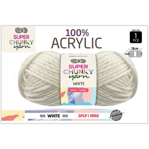 Ronis SChunky Knit Yarn White 3 Ply 100g