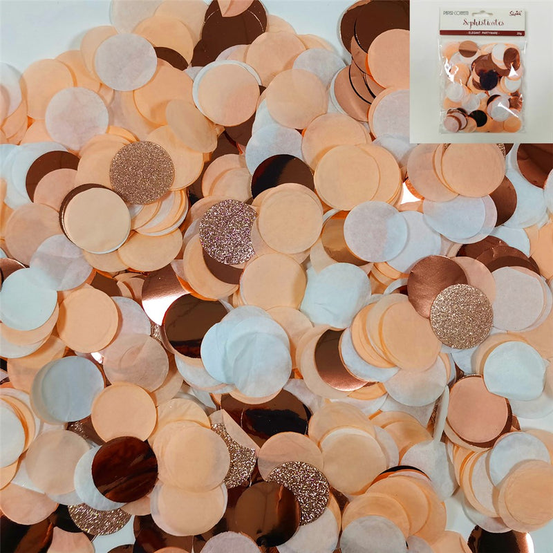 Round Paper Confetti Rose Gold 2cm 20g