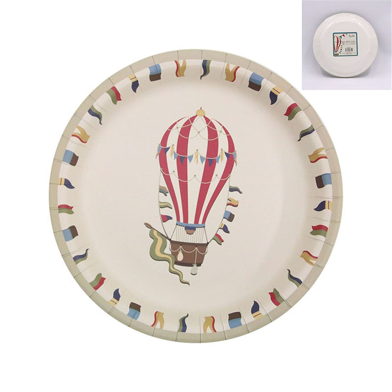Vintage Hot Air Balloon Plates 18cm 12pk