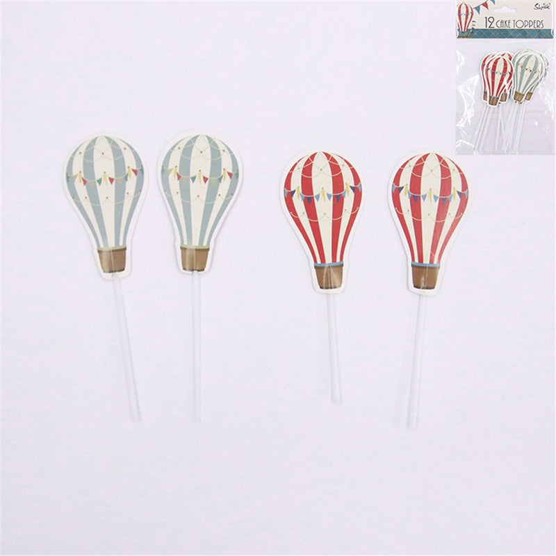 Vintage Hot Air Balloon Cake Picks 12pk