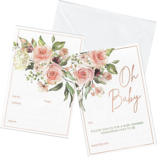 Oh Baby Invitations and Envelopes 6pk