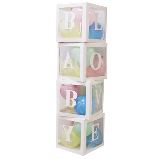Balloon Boxes with Baby and Love Stickers White 4pk