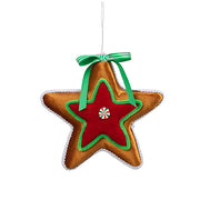 Hanging Red Gingerbread Star Deco 19cmH