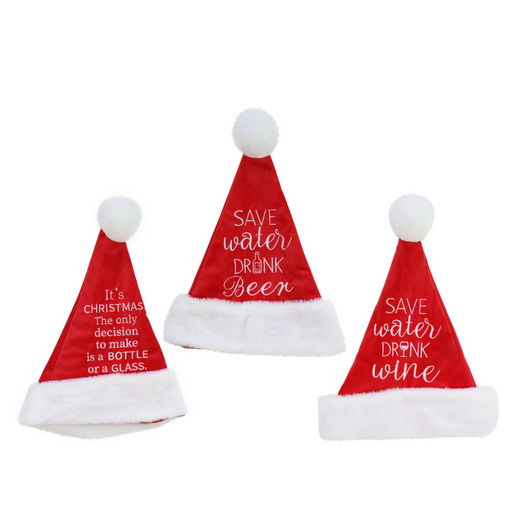 Ronis Santa Hat With Wording Embroidered 3 Asstd