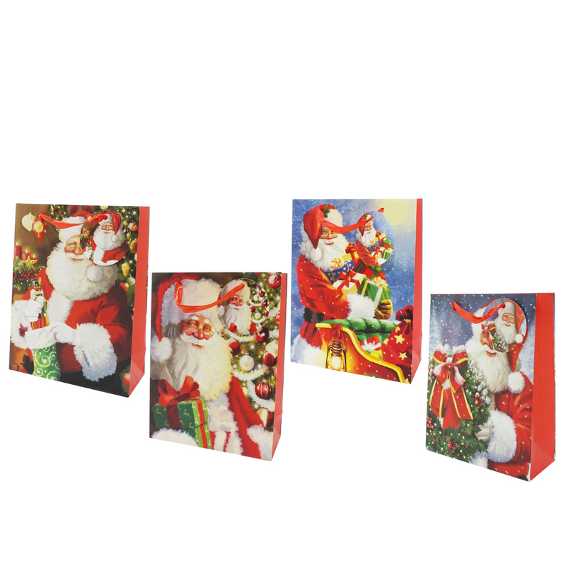 Ronis Santa Claus Glitter Gift Bag Medium Assorted