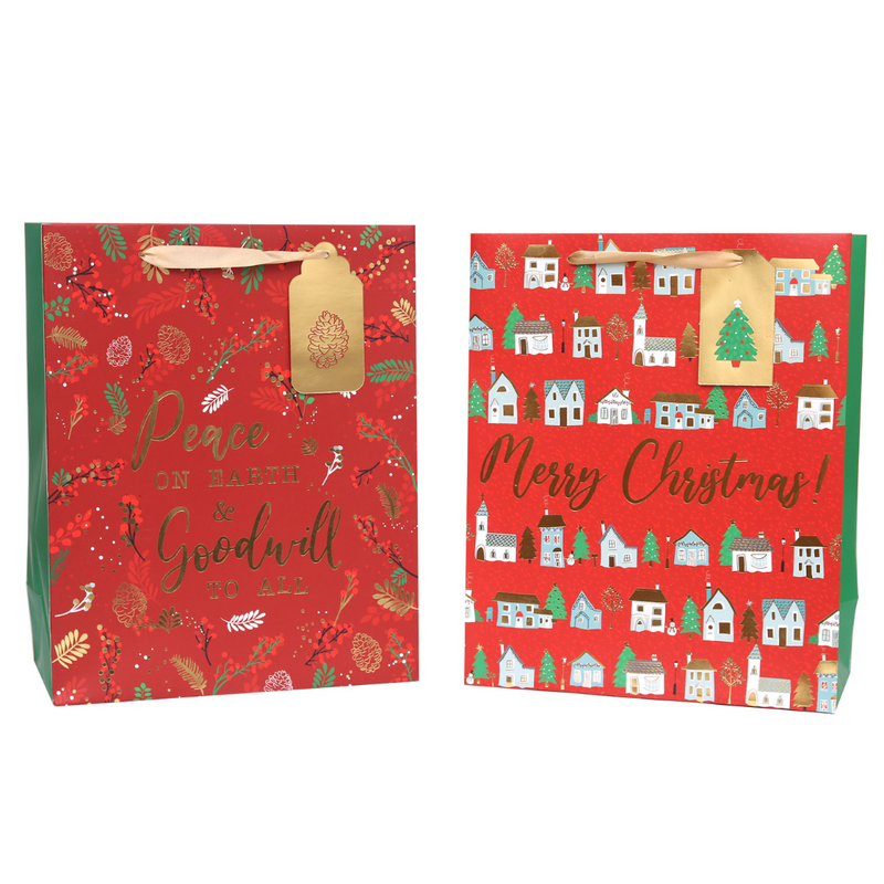 Ronis Simple Hot Stamping Gift Bag Red Large 2pk