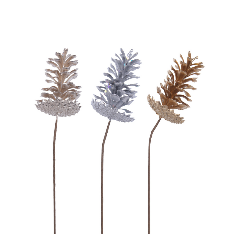 Ronis Single Pine Cone Stem 40cm Assorted