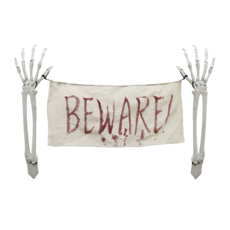 Ronis Skeleton Arm Garden Stakes with Banner 70cm