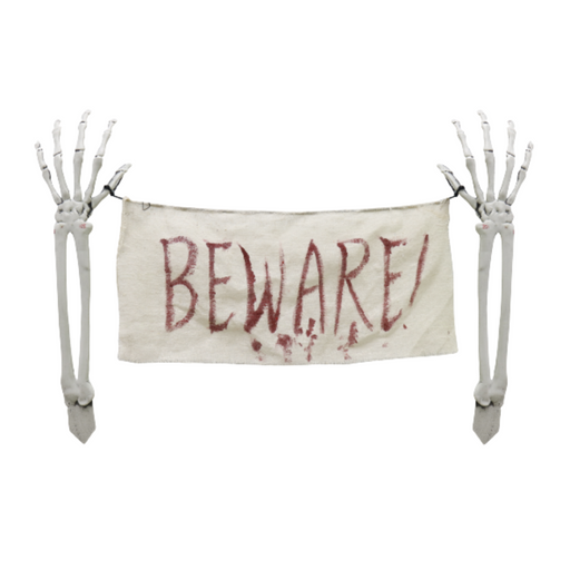 Ronis Skeleton Arm Garden Stakes with Banner 70cm