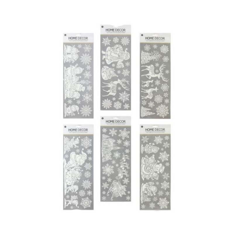 Ronis Snowy Glitter Window Cling 6 Asstd