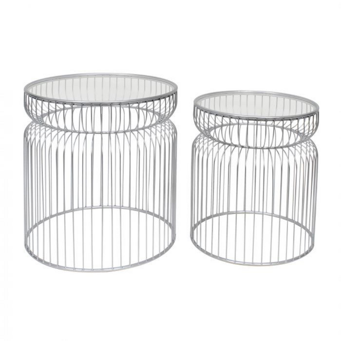Ronis Society Home Bamford Side Table Set of 2 Silver